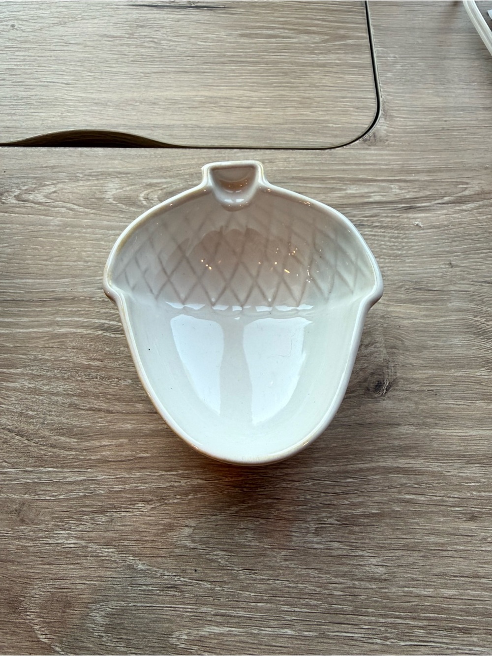 White Ceramic Acorn Decorative Dish - Home Art
